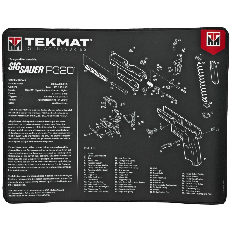 Tekmat, Sig P320 Ultra Premium Gun Cleaning Mat, 15"X20",Includes Small Microfiber Tektowel