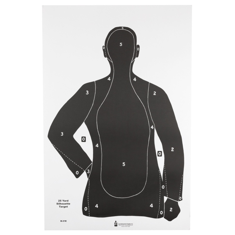 Action Target, B-21E, Black Paper Target, 23"X35", 100 Per Box