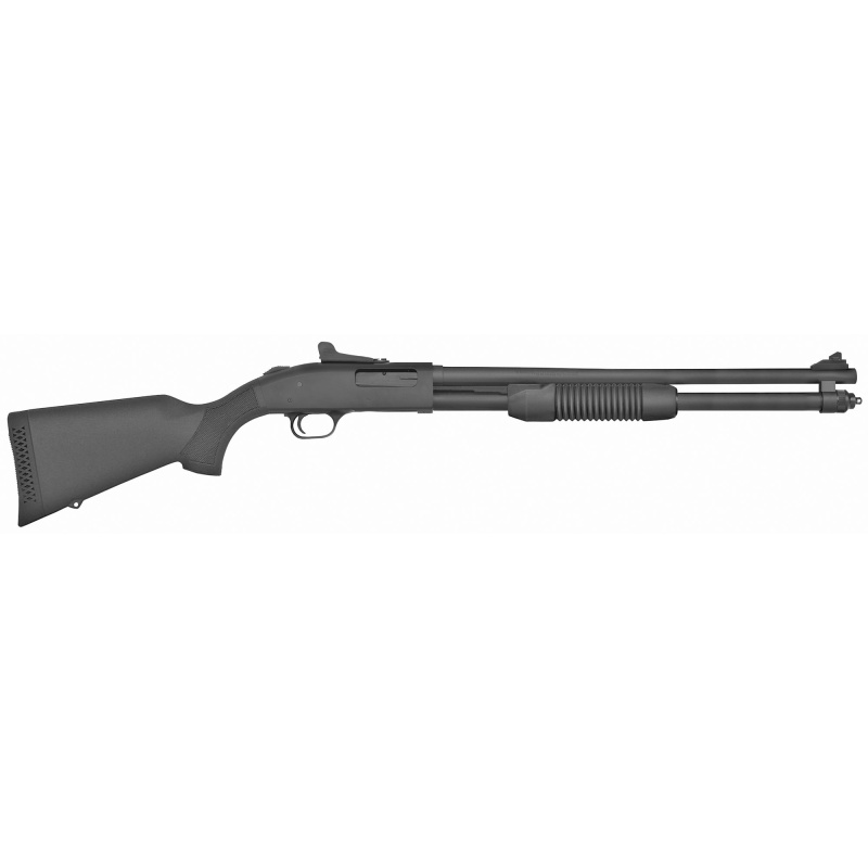 Mossberg, 590, Pump Action, 20 Gauge, 3" Chamber, 20" Cylinder Barrel, Blued Finish, Bantam Synthetic Stock, 8 Rounds, Ghost Ring Sight