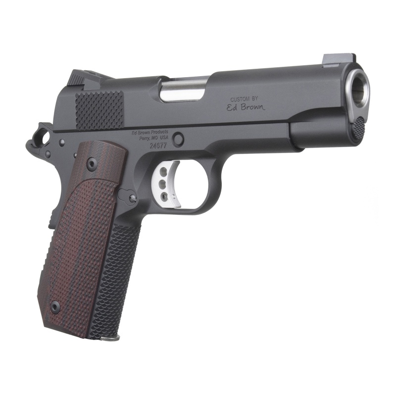 Ed Brown, Kobra Carry, Semi-Automatic, 1911, Commander, Bobtail Frame, 45Acp, 4.25" Barrel, Matte Finish, Black, G10 Grips, Thumb Safety, Black Fixed Rear Sight, Orange Hd Xr Front Sight, Recessed Slide Stop, 7 Rounds, 2 Magazines