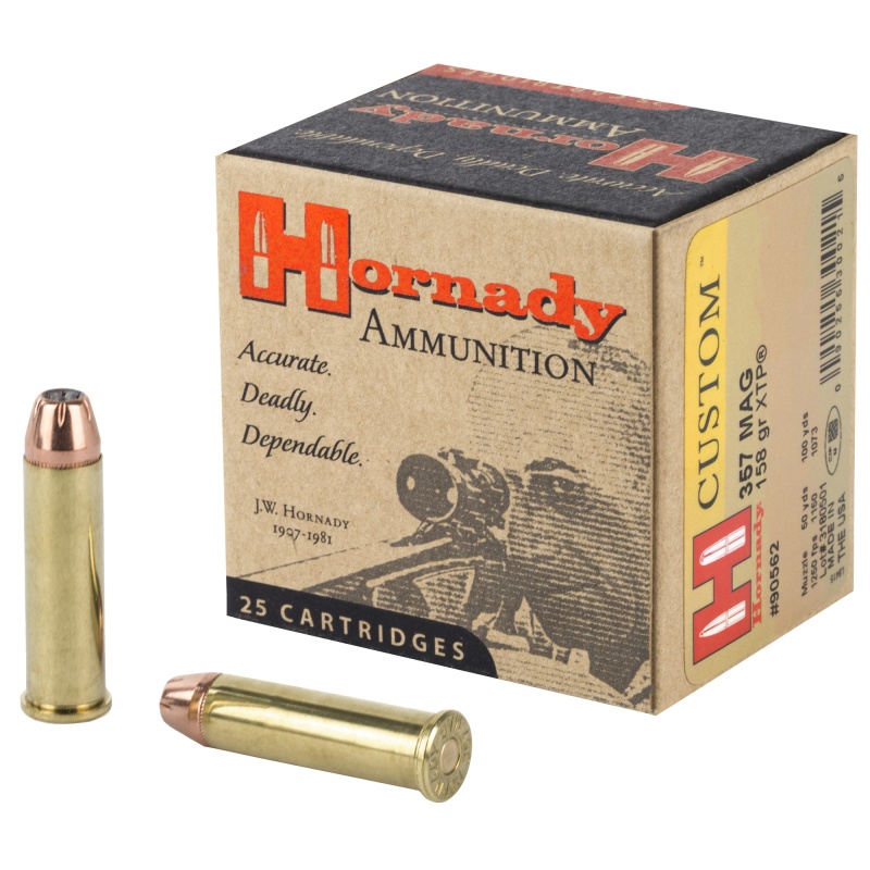 Hornady, Custom, Self Defense, 357Mag, 158 Grain, Xtp, 25 Round Box