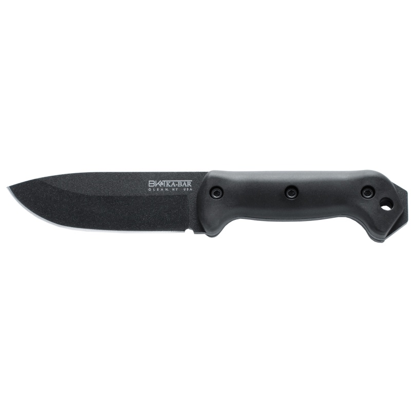 Ka-Bar Knives, Becker Campanion, Fixed Blade Knife, 5.25" Blade Length, 10.5" Overall Length, Drop Point, Plain Edge, 1095 Cro-Van Black Blade, Black Ultramid Handle, Includes Molle Compatible Plastic Sheath
