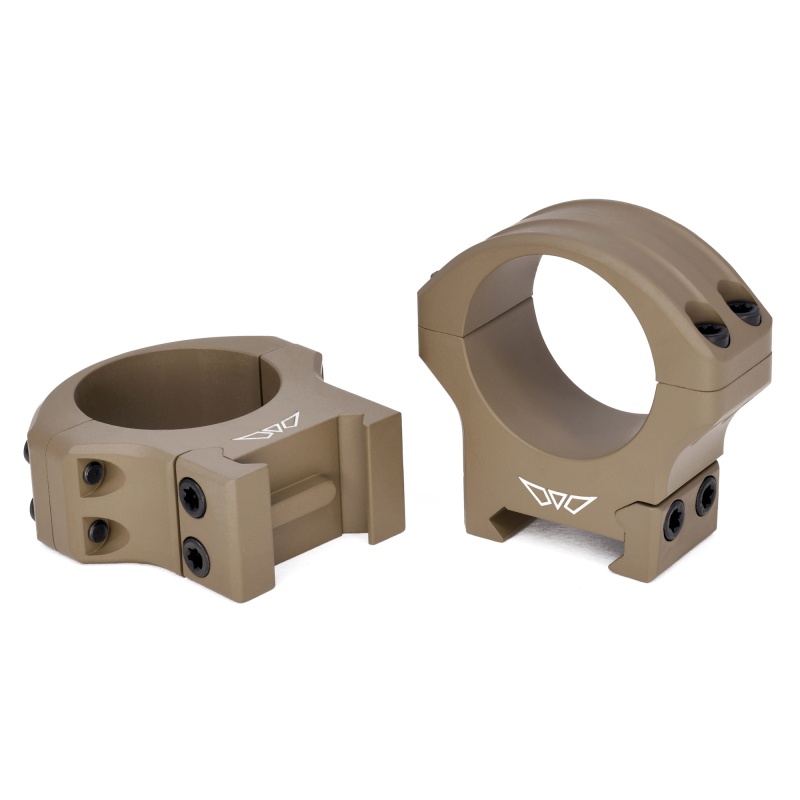 Warne, Hyperlite Rings, 30Mm High, Matte Finish, Flat Dark Earth, Fits Picatinny