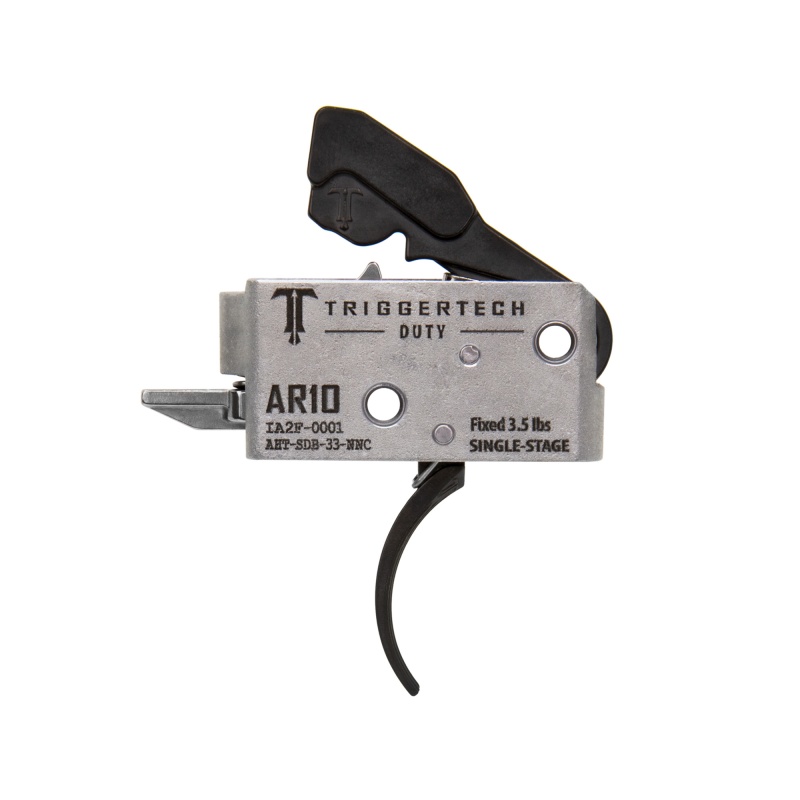 Triggertech, Duty, Curved Trigger, Single Stage, 3.5Lb Pull, Fits Ar-10, Anodized Finish, Black