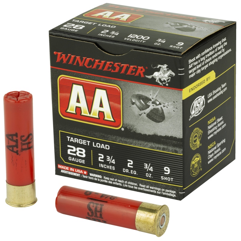 Winchester Ammunition, Aa Target Load, 28 Gauge, 2.75", #9, .75 Oz, Shotshell, 25 Round Box