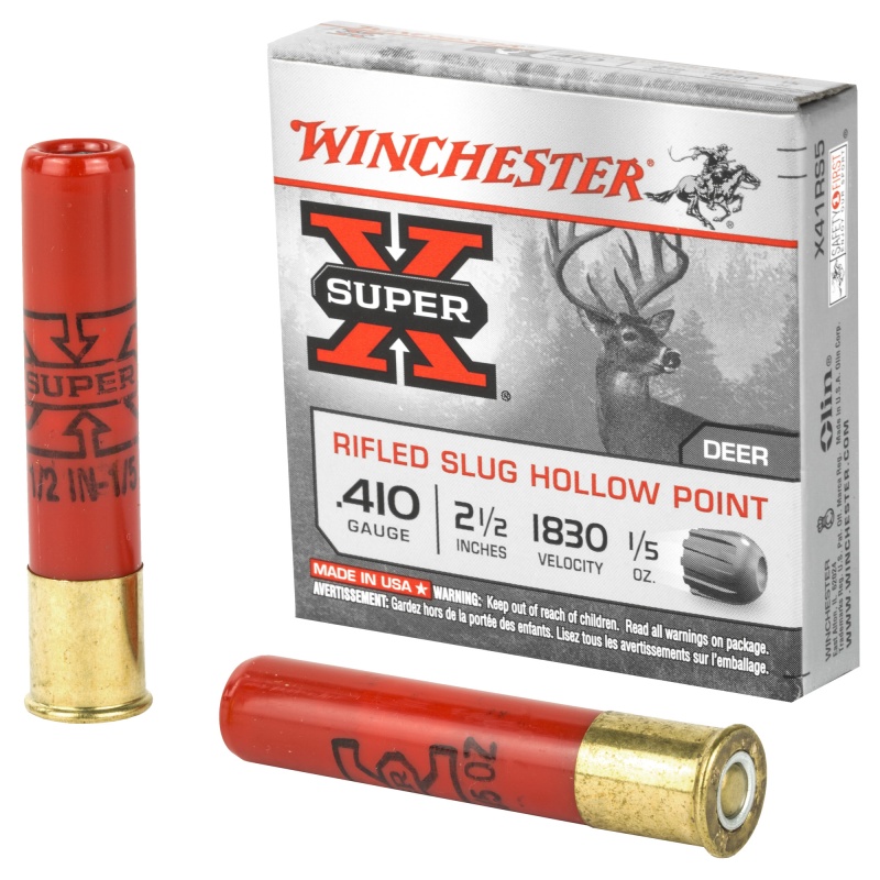 Winchester Ammunition, Super-X, 410 Bore, 2.5", 0.20 Oz., Slug, 5 Round Box