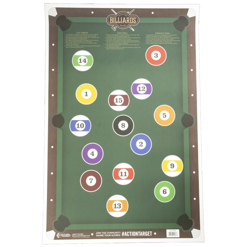 Action Target, Billiards Target, Multi Color, 23"X35", 100 Per Box