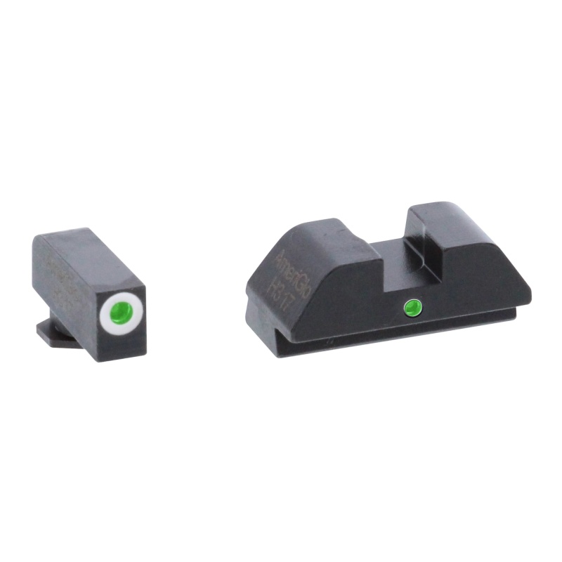 Ameriglo, I-Dot, Sight, Fits Glock 42 And 43, Green Tritium White Outline Front With Green Rear