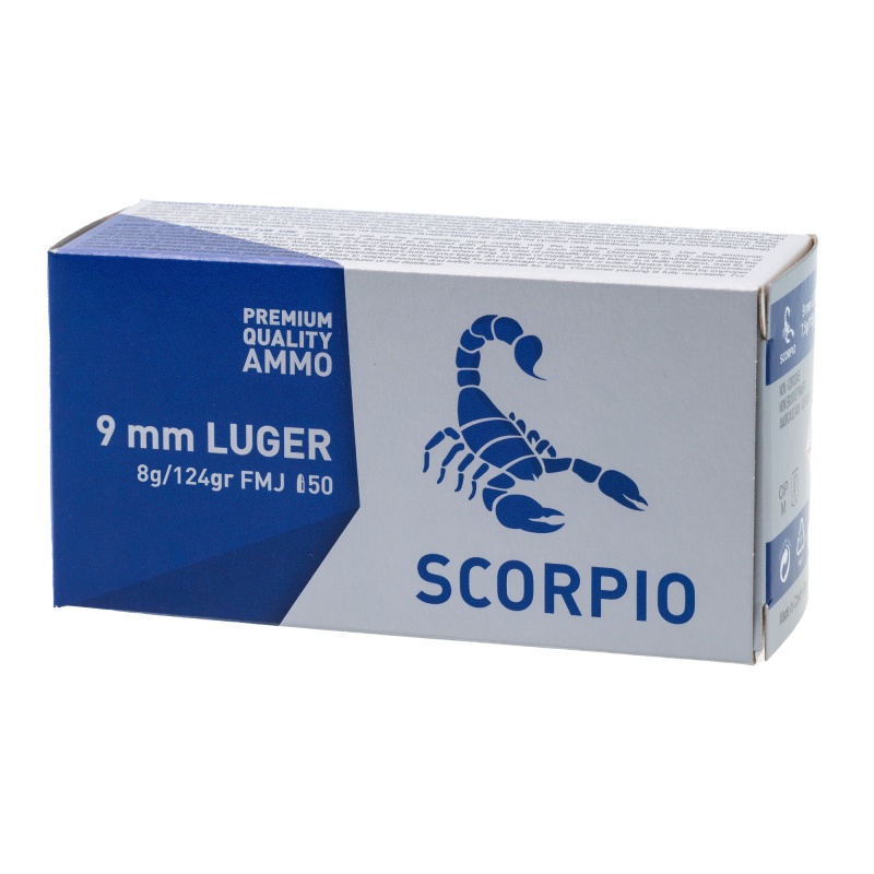 Stv Technology, Scorpio Ammo, 9Mm, 124 Grain, Full Metal Jacket, 50 Round Box