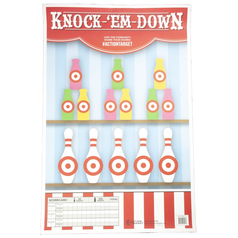 Action Target, Knock-'Em-Down Target, Multi Color, 23"X35", 100 Per Box