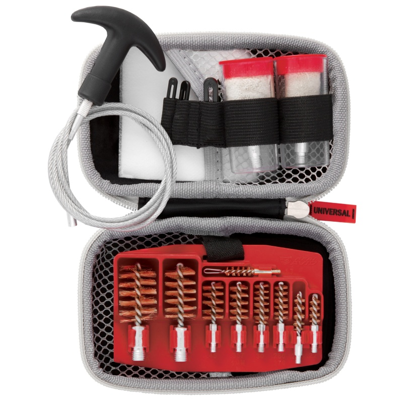 Real Avid, Gun Boss, Universal Cable Kit, Fits .17-.45Cal, 20Ga, 12Ga, Cleans Rifles, Shotguns, Handguns, Flex Rod, T-Handle, Mops, Brushes, Slotted Tips, Large/Small Threaded Adapters, Cleaning Patches, Compact, Weather Resistant Zippered Travel Case With Ballistic Nylon Shell