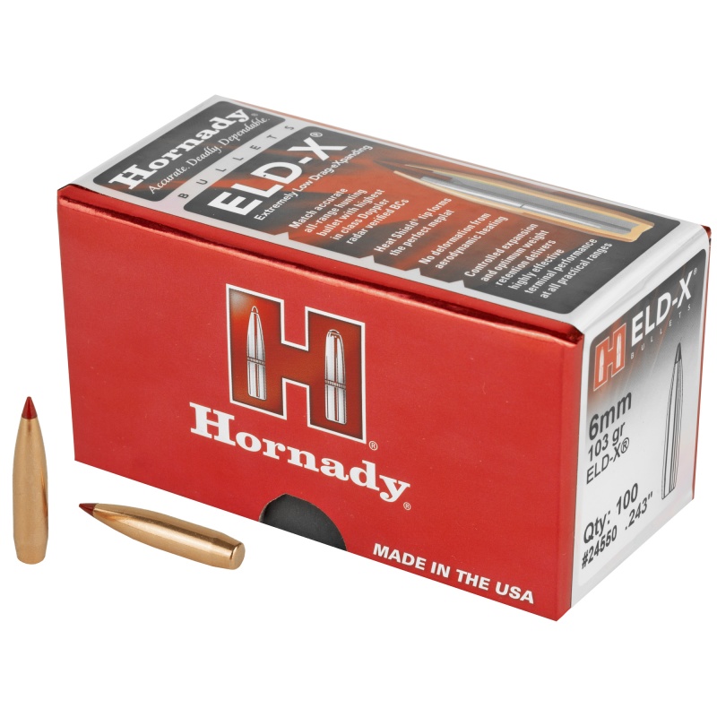 Hornady, Eld-X, .243 Diameter, 6Mm/243 Winchester, 103 Grain, Ballistic Tip, 100 Count