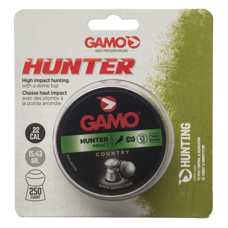 Gamo Usa, Gamo Hunter, Pellets, .22 Pellet, Round Nose, Tin, 250 Count