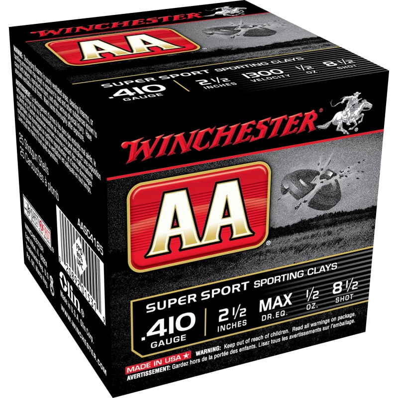Winchester Ammunition, Aa Supersport Sporting Clay, 410 Bore, 2.5", #8, 1/2 Oz., 25 Round Box