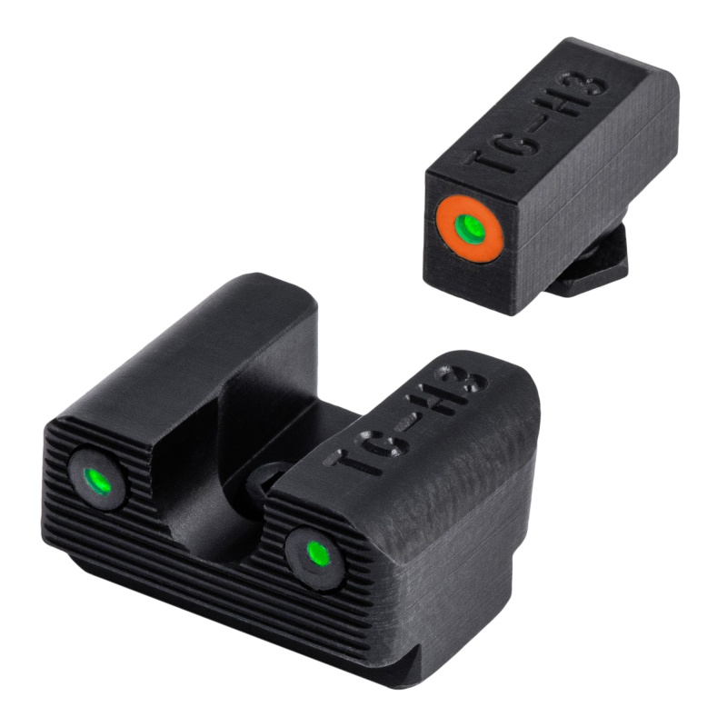 Truglo, Tritium Pro, Sight Set, Fits Glock 42/43/43X, Green Tritium, Orange Ring On Front Sight