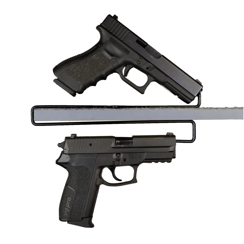 Gun Storage Solutions, Over Under Handgun Hangers - 2 Pack (4 Gun Storage)