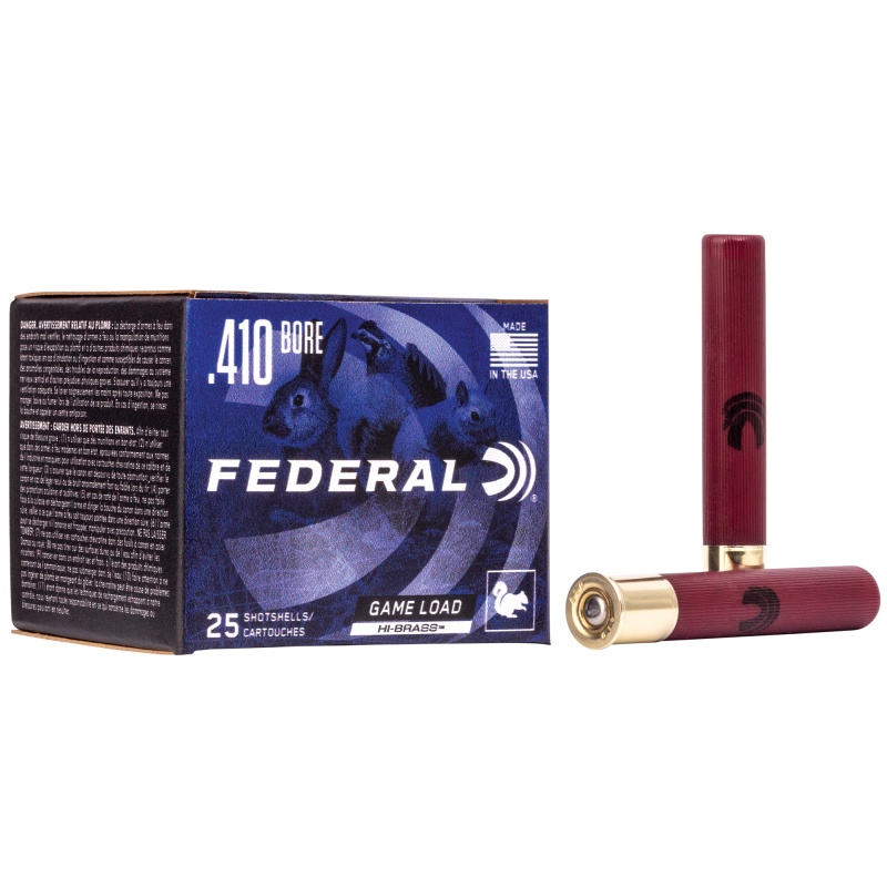Federal, Game Load, Hi-Brass, 410 Bore, 3", #6, .6875Oz (11/16), 25 Round Box