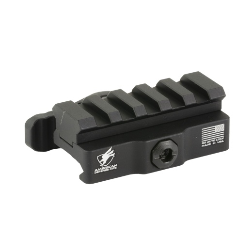 American Defense Mfg., Picatinny Riser, Quick Detach Mount, Fits Picatinny, 5 Slots, Anodized Finish, Black