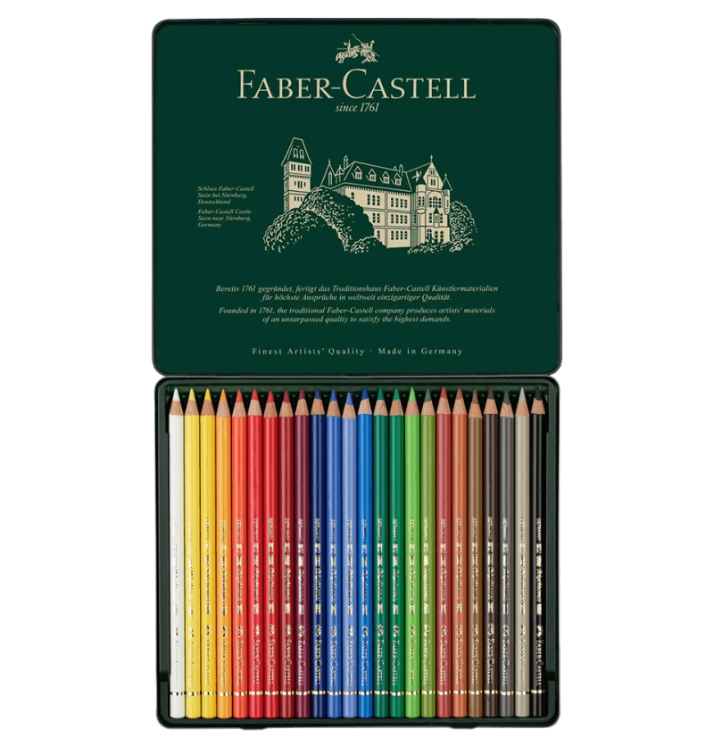 Faber-Castell Polychromos Artists' Colored Pencil Metal Tin Of 24