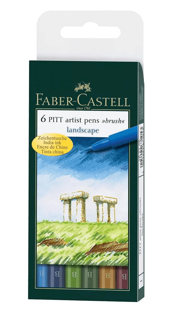 Faber-Castell Pitt Pen Wallet Of 6 Landscape Color Brush Pens