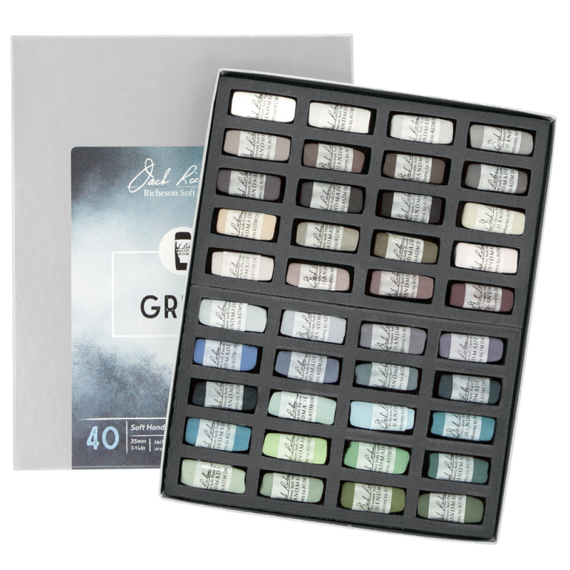 Richeson Soft Handrolled Pastels Set Of 40 - Color: Greys