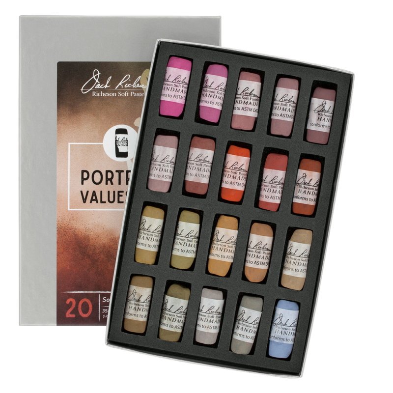 Richeson Soft Handrolled Pastels Set Of 20 - Color: Portrait Values 3-4