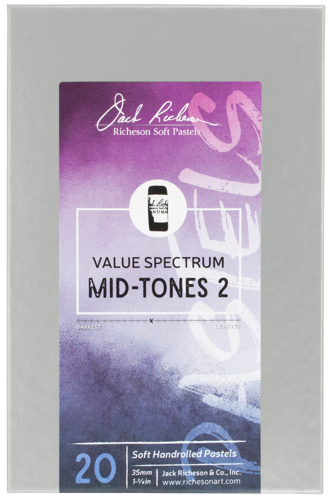 Richeson Soft Handrolled Pastels Set Of 20 - Color: Value Spectrum Mid-Tones 2