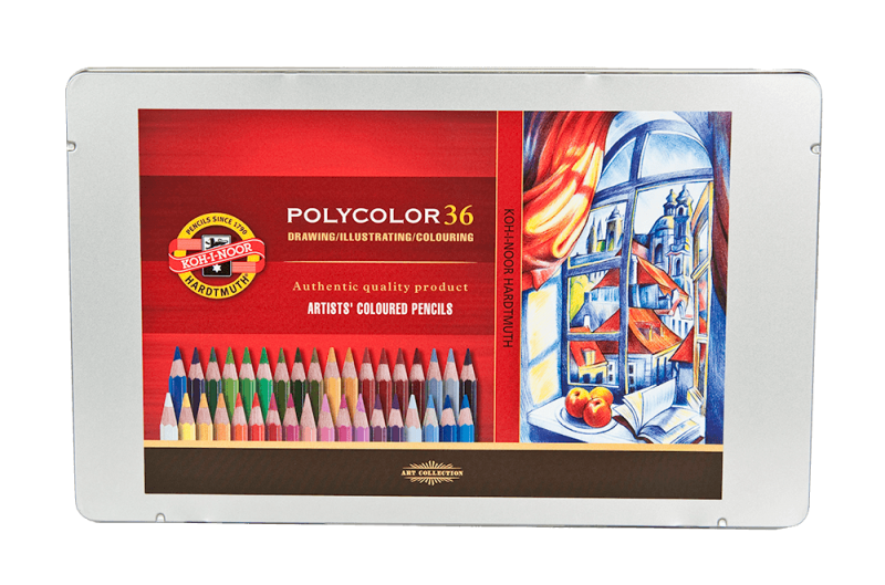 Koh-I-Noor Polycolor Colored Pencil Tin Set Of 36