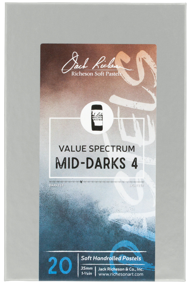 Richeson Soft Handrolled Pastels Set Of 20 - Color: Value Spectrum Mid-Darks 4