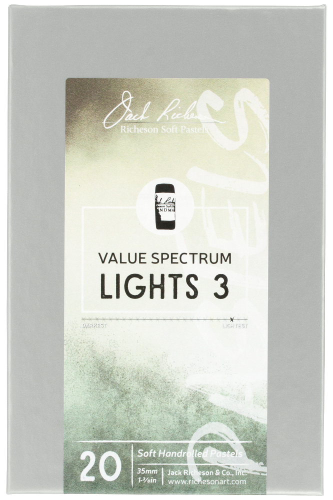 Richeson Soft Handrolled Pastels Set Of 20 - Color: Value Spectrum Lights 3
