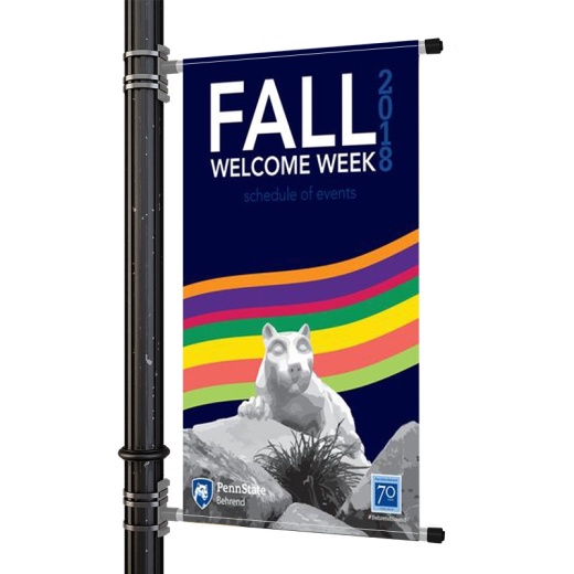 Street Pole Banner Brackets 24" with 24" x 36" Vinyl Banner