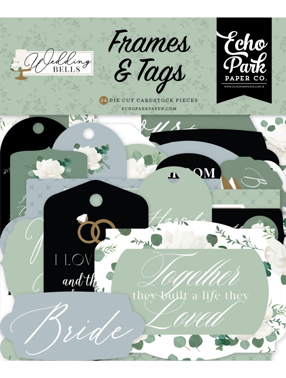 Echo Park Cardstock Ephemera-Frames & Tags, Wedding Bells