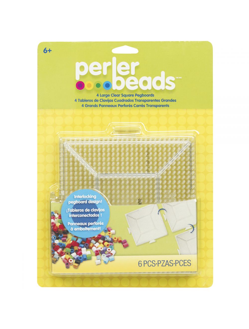 Perler Pegboards 4/Pkg Large Square Clear