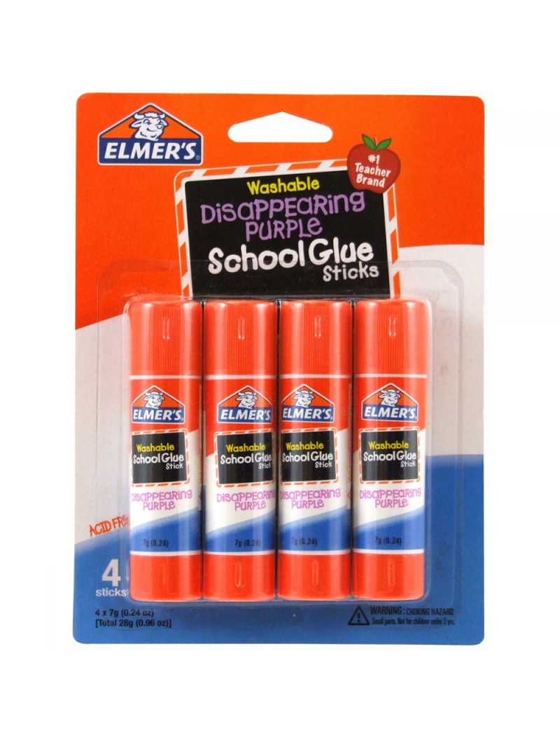 Elmer's Washable School Glue Sticks Purple 4/Pkg .24Oz