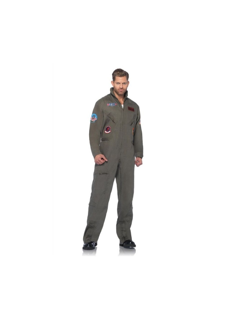 Leg Avenue Men's Top Gun Flight Suit Costume Khaki Small