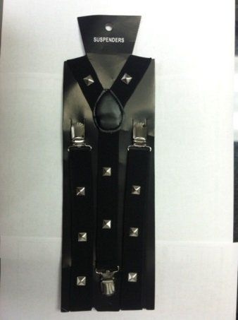 Halloween Wholesalers Men's Suspenders With Studs (Black)