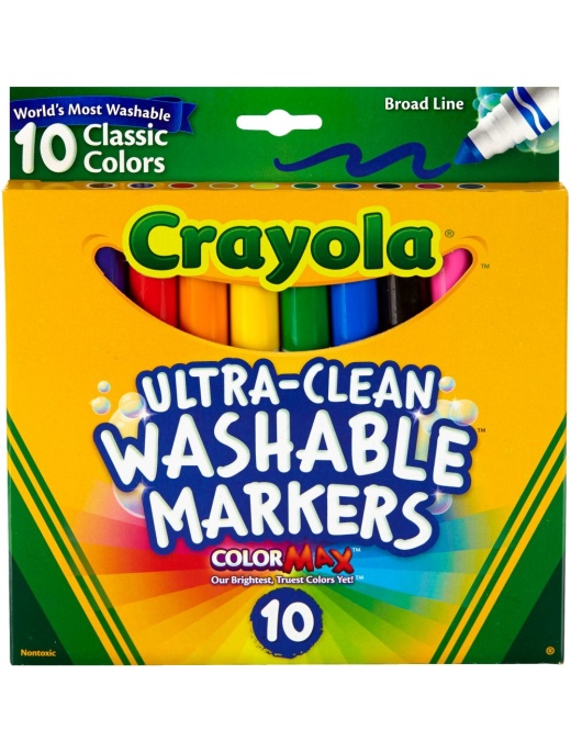 Crayola Ultra-Clean Color Max Broad Line Washable Markers, Classic Colors  10/Pkg