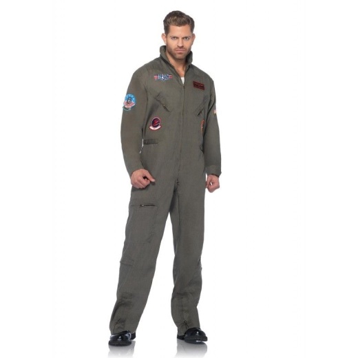 Leg Avenue Mens Top Gun Flight Suit Costume Khaki Xlarge