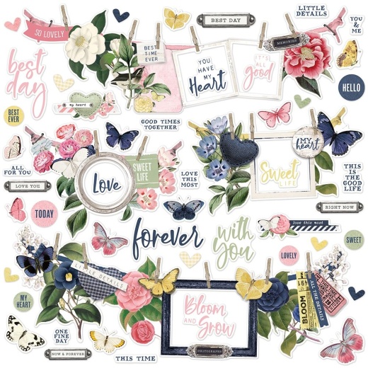 Simple Vintage Indigo Garden Cardstock Stickers 12"X12"-Banners