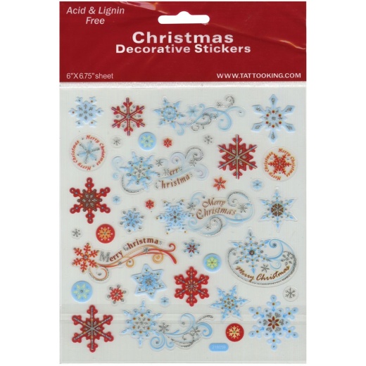Multicolored Stickers Red And Blue Snowflakes