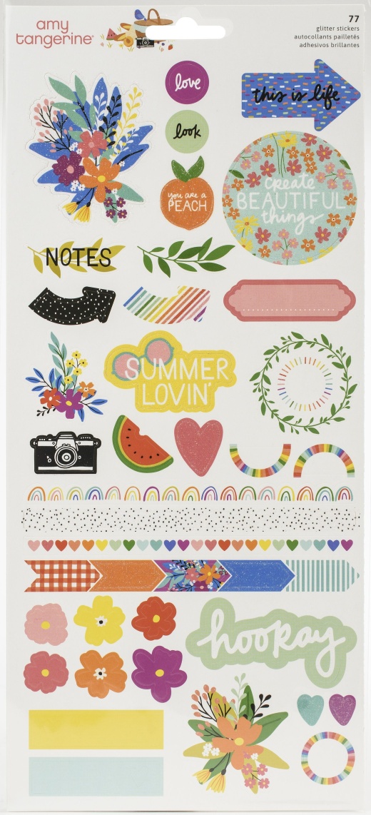 Amy Tan Picnic In The Park Cardstock Stickers 77 Per Pkg W/Glitter Accents