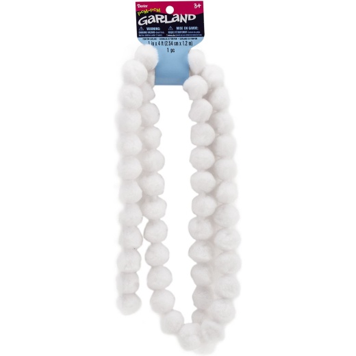 Acrylic Pom Pom Garland White 1 x 4 Inches