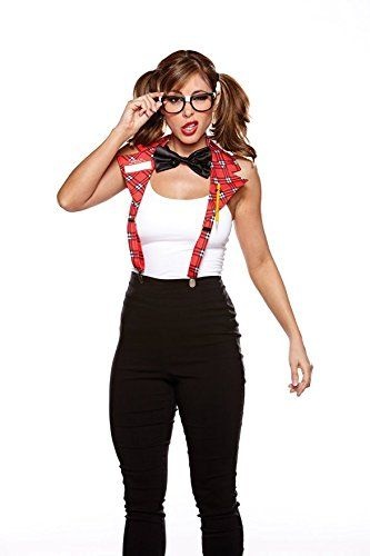 Halloween Wholesalers Suspenders Kit With Bow Tie Red Black