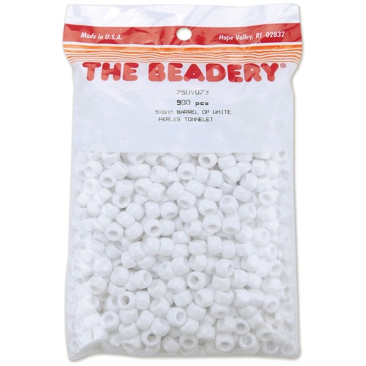 Pony Beads 6Mmx9mm 900 Per Pkg Opaque White