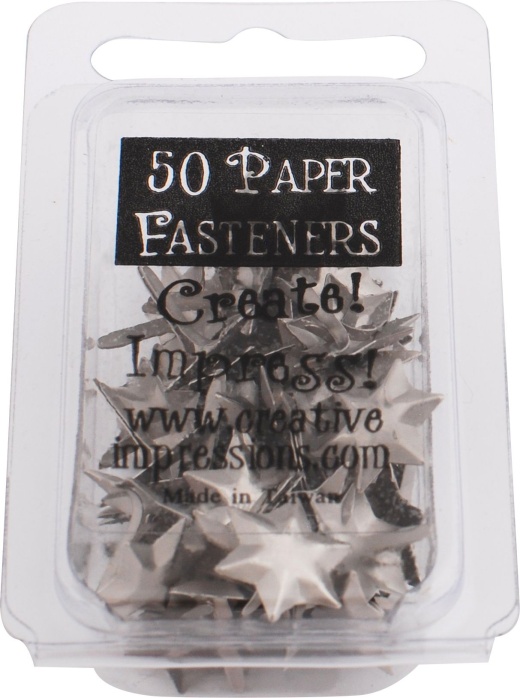 Creative Impressions Metal Paper Fasteners 50 Per Pkg Pewter 6-Point Star