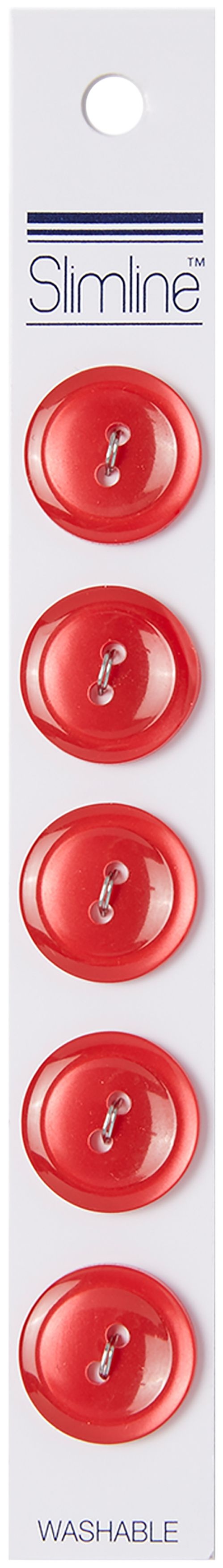 Slimline Buttons Series 1-Red 2-Hole 3/4 Inch 5 Per Pkg