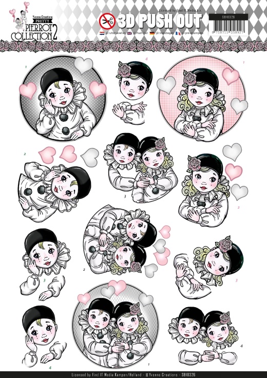 Find It Yvonne Creations Pretty Pierrot 2 Punchout Sheet Thinking Of You