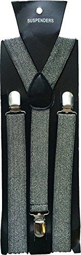 Halloween Wholesalers Men's Suspenders in Silver Glitter
