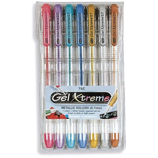 Gel Xtreme Metallic Pens .7Mm 7 Per Pkg Blue, Green, Gold, Pink, Silver, Purple