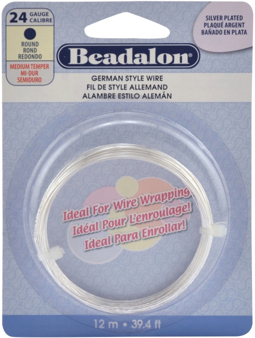 Beadalon German Style Wire Silver Round 24 Gauge 37.4ft